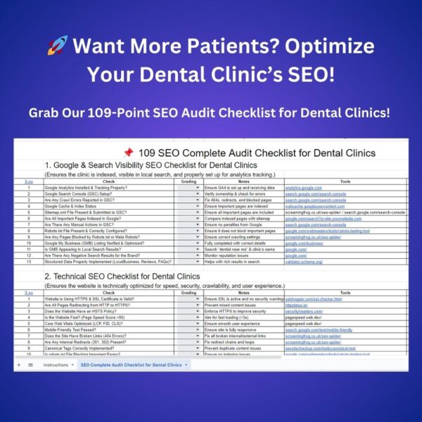 Our 109-Point SEO Audit Checklist for Dental Clinics!